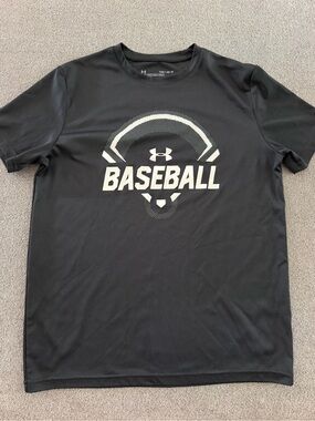 Under Armour Black Tee with White Baseball Graphic